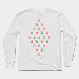 Pink and green raindrops pattern Long Sleeve T-Shirt